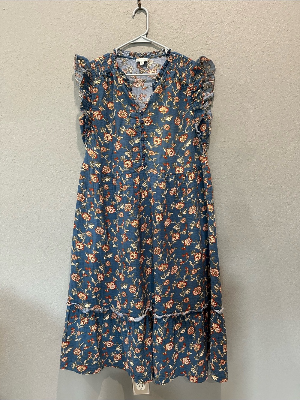 Wonderly floral cotton midi dress Sz XL EUC